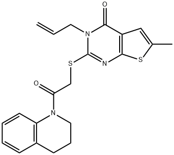 3-allyl-2-{[2-(3,4-dihydro-1(2H)-quinolinyl)-2-oxoethyl]thio}-6-methylthieno[2,3-d]pyrimidin-4(3H)-one Struktur