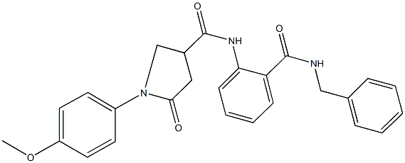 N-{2-[(benzylamino)carbonyl]phenyl}-1-(4-methoxyphenyl)-5-oxo-3-pyrrolidinecarboxamide Struktur