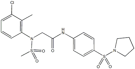 2-[3-chloro-2-methyl(methylsulfonyl)anilino]-N-[4-(1-pyrrolidinylsulfonyl)phenyl]acetamide Struktur