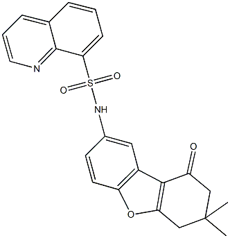 N-(7,7-dimethyl-9-oxo-6,7,8,9-tetrahydrodibenzo[b,d]furan-2-yl)-8-quinolinesulfonamide Struktur