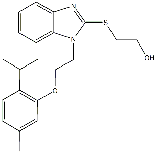 2-({1-[2-(2-isopropyl-5-methylphenoxy)ethyl]-1H-benzimidazol-2-yl}sulfanyl)ethanol Struktur