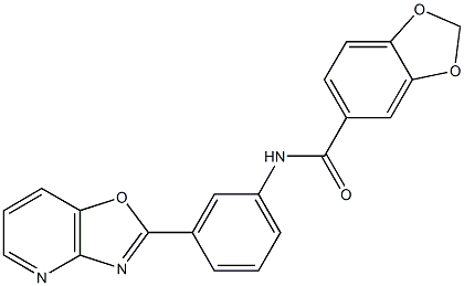 N-(3-[1,3]oxazolo[4,5-b]pyridin-2-ylphenyl)-1,3-benzodioxole-5-carboxamide Struktur