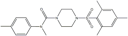 4-(mesitylsulfonyl)-N-methyl-N-(4-methylphenyl)-1-piperazinecarboxamide Struktur