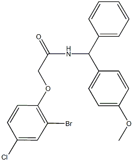 2-(2-bromo-4-chlorophenoxy)-N-[(4-methoxyphenyl)(phenyl)methyl]acetamide Struktur