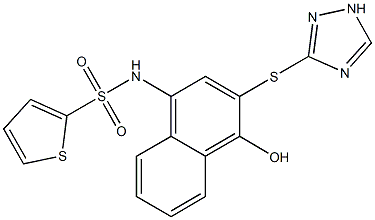 N-[4-hydroxy-3-(1H-1,2,4-triazol-3-ylsulfanyl)-1-naphthyl]-2-thiophenesulfonamide Struktur