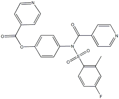 4-[[(4-fluoro-2-methylphenyl)sulfonyl](isonicotinoyl)amino]phenyl isonicotinate Struktur