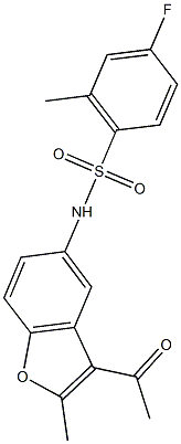 N-(3-acetyl-2-methyl-1-benzofuran-5-yl)-4-fluoro-2-methylbenzenesulfonamide Struktur