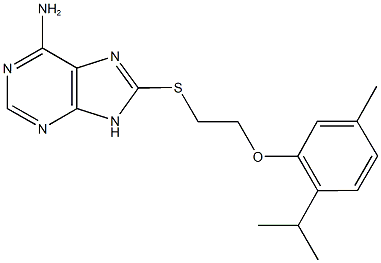 8-{[2-(2-isopropyl-5-methylphenoxy)ethyl]sulfanyl}-9H-purin-6-ylamine Struktur