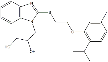 3-(2-{[2-(2-isopropyl-5-methylphenoxy)ethyl]sulfanyl}-1H-benzimidazol-1-yl)-1,2-propanediol Struktur