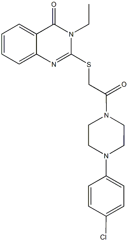 2-({2-[4-(4-chlorophenyl)-1-piperazinyl]-2-oxoethyl}sulfanyl)-3-ethyl-4(3H)-quinazolinone Struktur