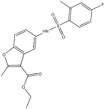 ethyl 5-{[(4-fluoro-2-methylphenyl)sulfonyl]amino}-2-methyl-1-benzofuran-3-carboxylate Struktur