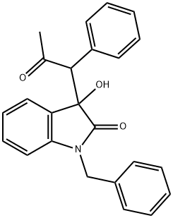 1-benzyl-3-hydroxy-3-(2-oxo-1-phenylpropyl)-1,3-dihydro-2H-indol-2-one Struktur