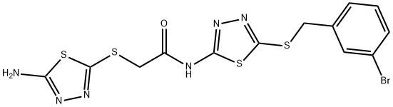 2-[(5-amino-1,3,4-thiadiazol-2-yl)sulfanyl]-N-{5-[(3-bromobenzyl)sulfanyl]-1,3,4-thiadiazol-2-yl}acetamide Struktur