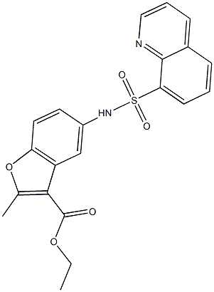 ethyl 2-methyl-5-[(8-quinolinylsulfonyl)amino]-1-benzofuran-3-carboxylate Struktur