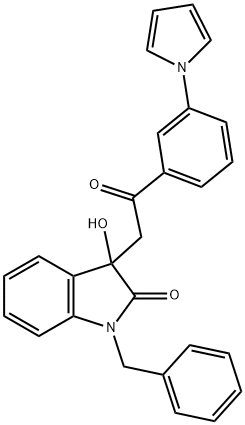 1-benzyl-3-hydroxy-3-{2-oxo-2-[3-(1H-pyrrol-1-yl)phenyl]ethyl}-1,3-dihydro-2H-indol-2-one Struktur