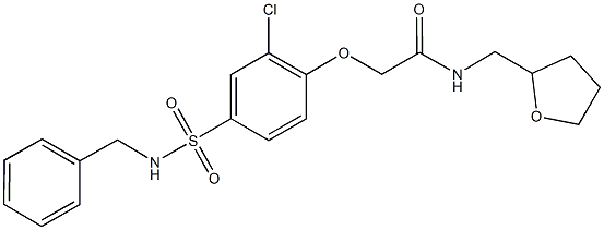 2-{4-[(benzylamino)sulfonyl]-2-chlorophenoxy}-N-(tetrahydro-2-furanylmethyl)acetamide Struktur