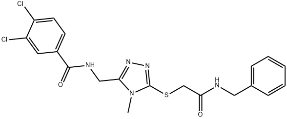 N-[(5-{[2-(benzylamino)-2-oxoethyl]sulfanyl}-4-methyl-4H-1,2,4-triazol-3-yl)methyl]-3,4-dichlorobenzamide Struktur