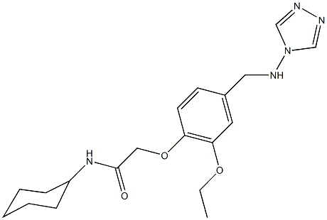 N-cyclohexyl-2-{2-ethoxy-4-[(4H-1,2,4-triazol-4-ylamino)methyl]phenoxy}acetamide Struktur