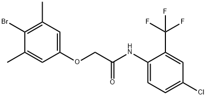 2-(4-bromo-3,5-dimethylphenoxy)-N-[4-chloro-2-(trifluoromethyl)phenyl]acetamide Struktur