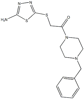 5-{[2-(4-benzyl-1-piperazinyl)-2-oxoethyl]sulfanyl}-1,3,4-thiadiazol-2-ylamine Struktur