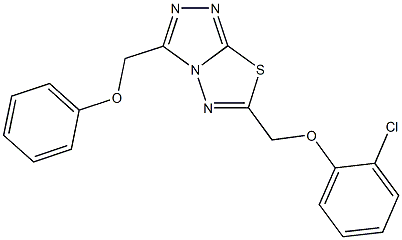 6-[(2-chlorophenoxy)methyl]-3-(phenoxymethyl)[1,2,4]triazolo[3,4-b][1,3,4]thiadiazole Struktur