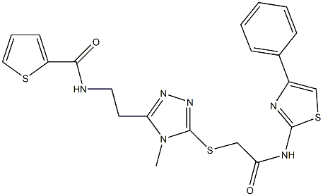 N-{2-[4-methyl-5-({2-oxo-2-[(4-phenyl-1,3-thiazol-2-yl)amino]ethyl}sulfanyl)-4H-1,2,4-triazol-3-yl]ethyl}-2-thiophenecarboxamide Struktur