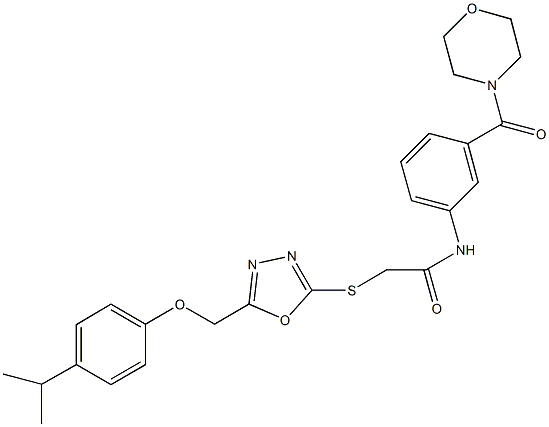 2-({5-[(4-isopropylphenoxy)methyl]-1,3,4-oxadiazol-2-yl}sulfanyl)-N-[3-(4-morpholinylcarbonyl)phenyl]acetamide Struktur