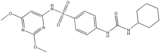 4-{[(cyclohexylamino)carbonyl]amino}-N-(2,6-dimethoxy-4-pyrimidinyl)benzenesulfonamide Struktur