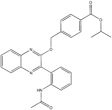 isopropyl 4-[({3-[2-(acetylamino)phenyl]-2-quinoxalinyl}oxy)methyl]benzoate Struktur