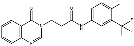 N-[4-fluoro-3-(trifluoromethyl)phenyl]-3-(4-oxo-3(4H)-quinazolinyl)propanamide Struktur