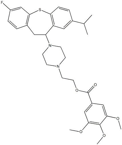 2-[4-(3-fluoro-8-isopropyl-10,11-dihydrodibenzo[b,f]thiepin-10-yl)-1-piperazinyl]ethyl 3,4,5-trimethoxybenzoate Struktur