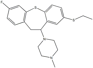 1-[8-(ethylsulfanyl)-3-fluoro-10,11-dihydrodibenzo[b,f]thiepin-10-yl]-4-methylpiperazine Struktur