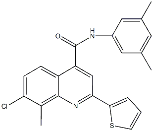 7-chloro-N-(3,5-dimethylphenyl)-8-methyl-2-(2-thienyl)-4-quinolinecarboxamide Struktur