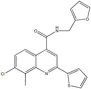 7-chloro-N-(2-furylmethyl)-8-methyl-2-(2-thienyl)-4-quinolinecarboxamide Struktur