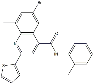 6-bromo-N-(2,4-dimethylphenyl)-8-methyl-2-(2-thienyl)-4-quinolinecarboxamide Struktur