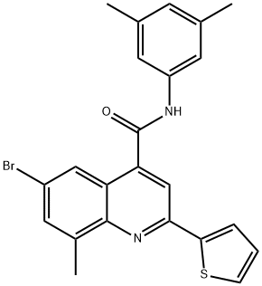 6-bromo-N-(3,5-dimethylphenyl)-8-methyl-2-(2-thienyl)-4-quinolinecarboxamide Struktur