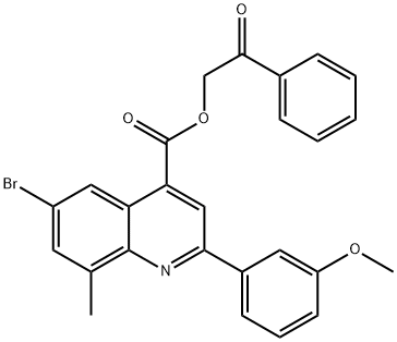 2-oxo-2-phenylethyl 6-bromo-2-(3-methoxyphenyl)-8-methyl-4-quinolinecarboxylate Struktur