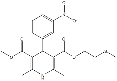 3-methyl 5-[2-(methylsulfanyl)ethyl] 4-{3-nitrophenyl}-2,6-dimethyl-1,4-dihydro-3,5-pyridinedicarboxylate Struktur