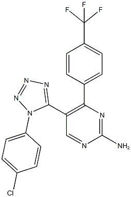 5-[1-(4-chlorophenyl)-1H-tetraazol-5-yl]-4-[4-(trifluoromethyl)phenyl]-2-pyrimidinylamine Struktur