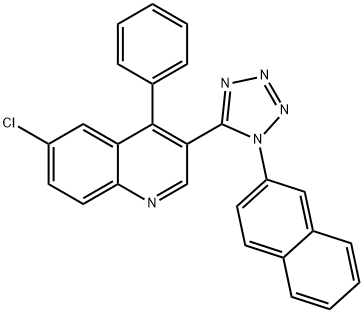 6-chloro-3-[1-(2-naphthyl)-1H-tetraazol-5-yl]-4-phenylquinoline Struktur