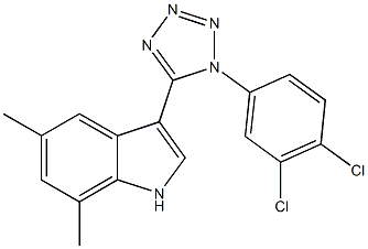 3-[1-(3,4-dichlorophenyl)-1H-tetraazol-5-yl]-5,7-dimethyl-1H-indole Struktur