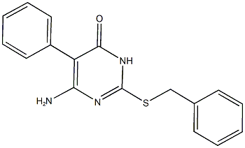 6-amino-2-(benzylsulfanyl)-5-phenyl-4(3H)-pyrimidinone Struktur