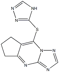 6,7-dihydro-5H-cyclopenta[d][1,2,4]triazolo[1,5-a]pyrimidin-8-yl 4H-1,2,4-triazol-3-yl sulfide Struktur