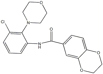 N-[3-chloro-2-(4-morpholinyl)phenyl]-2,3-dihydro-1,4-benzodioxine-6-carboxamide Struktur