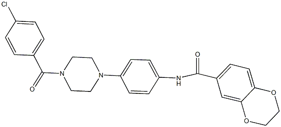 N-{4-[4-(4-chlorobenzoyl)-1-piperazinyl]phenyl}-2,3-dihydro-1,4-benzodioxine-6-carboxamide Struktur