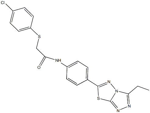 2-[(4-chlorophenyl)sulfanyl]-N-[4-(3-ethyl[1,2,4]triazolo[3,4-b][1,3,4]thiadiazol-6-yl)phenyl]acetamide Struktur