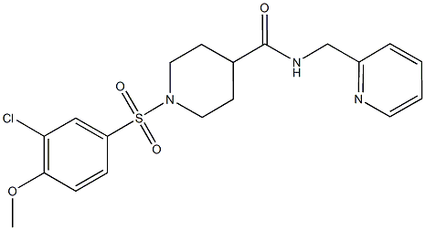 1-[(3-chloro-4-methoxyphenyl)sulfonyl]-N-(2-pyridinylmethyl)-4-piperidinecarboxamide Struktur