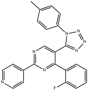 4-(2-fluorophenyl)-5-[1-(4-methylphenyl)-1H-tetraazol-5-yl]-2-(4-pyridinyl)pyrimidine Struktur