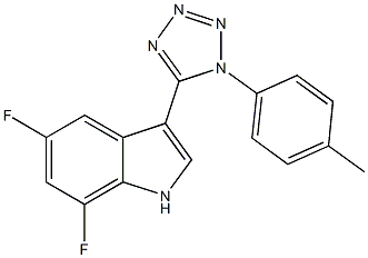 5,7-difluoro-3-[1-(4-methylphenyl)-1H-tetraazol-5-yl]-1H-indole Struktur