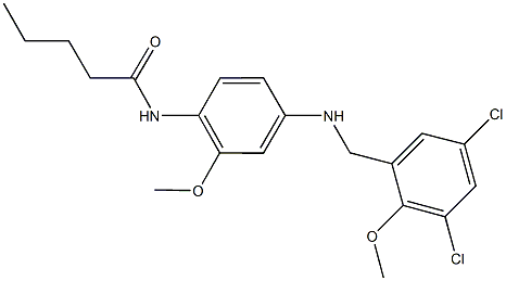 N-{4-[(3,5-dichloro-2-methoxybenzyl)amino]-2-methoxyphenyl}pentanamide Struktur